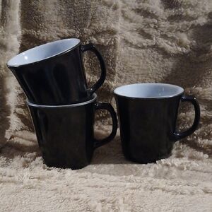 Black Ceramic Mug Set Corningware